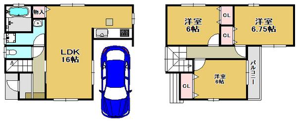 Floor plan. 23,300,000 yen, 3LDK, Land area 89.26 sq m , House building area 82.21 sq m happy in town ☆