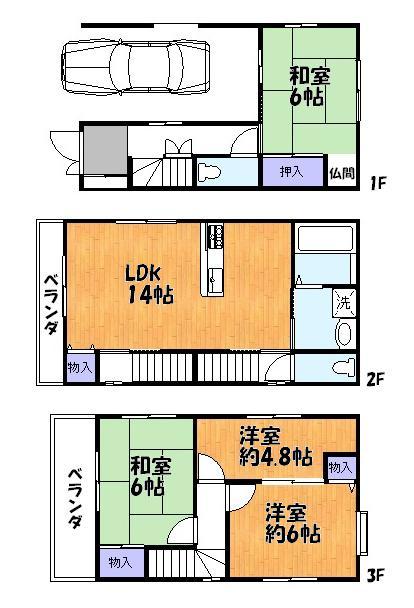 Floor plan. 18,800,000 yen, 4LDK, Land area 57.36 sq m , Building area 87.91 sq m