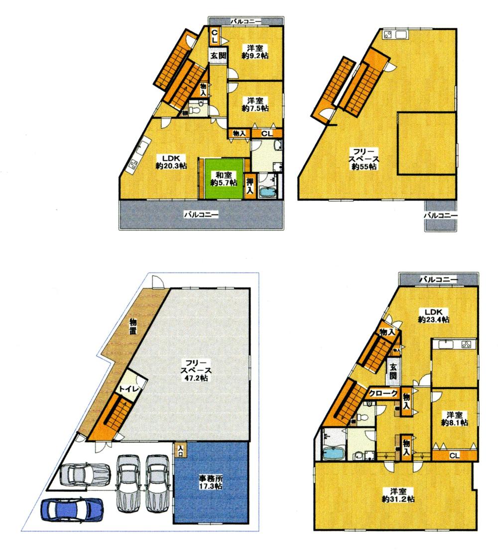 Floor plan. 27,800,000 yen, 5LLDDKK + S (storeroom), Land area 206.22 sq m , Building area 289.27 sq m