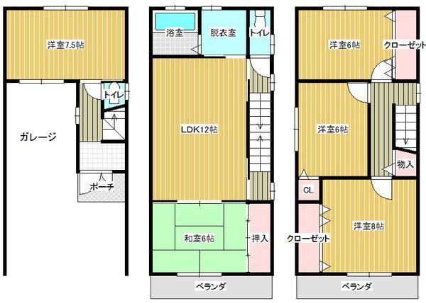 Floor plan. 23.8 million yen, 4LDK, Land area 63.11 sq m , Building area 133.65 sq m