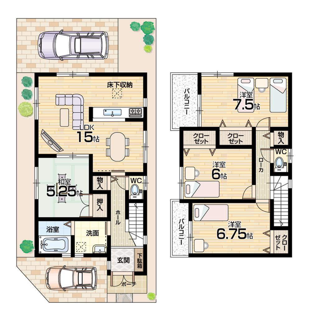 Floor plan. (No. 8 locations), Price 26,900,000 yen, 4LDK, Land area 100.69 sq m , Building area 95.17 sq m