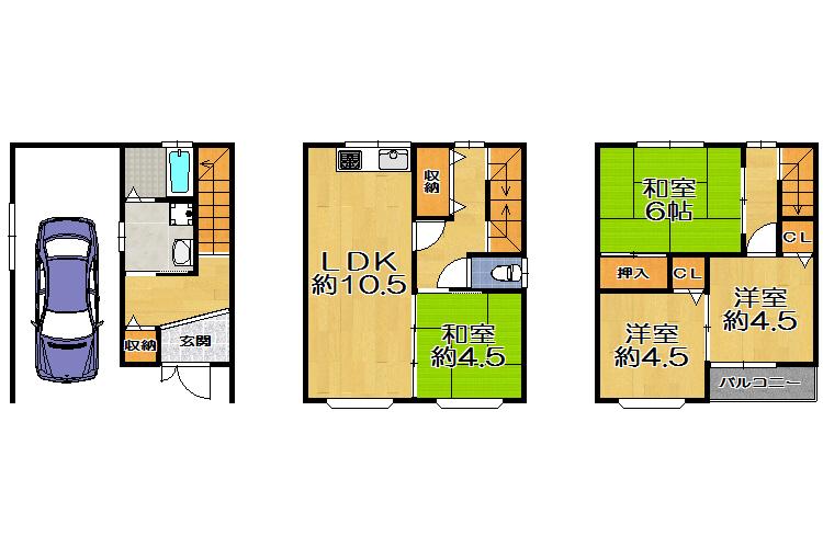 Floor plan. 15.8 million yen, 4LDK, Land area 43.07 sq m , Building area 94.77 sq m