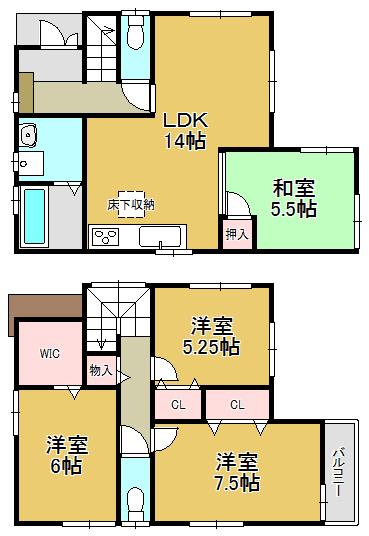 Floor plan. 26,300,000 yen, 4LDK, Land area 94.45 sq m , It is a building area of ​​91.53 sq m solar power generation mortgage