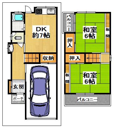 Floor plan. 8.8 million yen, 2DK, Land area 56.13 sq m , Building area 57.99 sq m