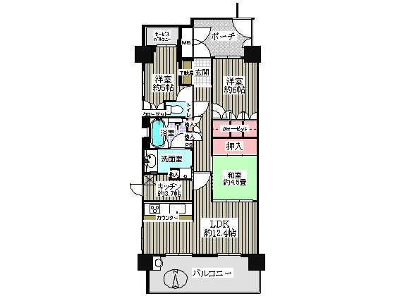Floor plan. 3LDK, Price 31,800,000 yen, Occupied area 73.11 sq m , Balcony area 13.01 sq m