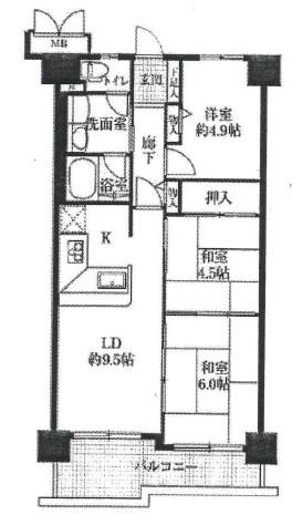Floor plan. 3LDK, Price 7.5 million yen, Occupied area 58.38 sq m , Is a floor plan of the balcony area 8.53 sq m 3LDK