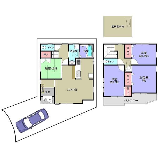 Floor plan. 28.8 million yen, 4LDK, Land area 84.4 sq m , Building area 93.55 sq m