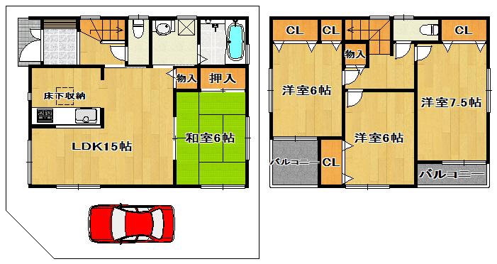 Floor plan. (No. 3 locations), Price 24,800,000 yen, 4LDK, Land area 89.86 sq m , Building area 95.58 sq m