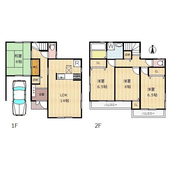 Floor plan. 25,800,000 yen, 4LDK, Land area 87.95 sq m , Building area 104.76 sq m