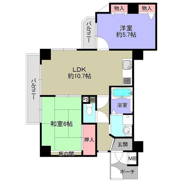 Floor plan. 2LDK, Price 11.8 million yen, Occupied area 50.03 sq m , Balcony area 7.37 sq m