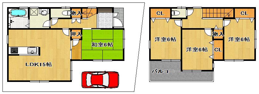 Floor plan. (No. 1 point), Price 27,800,000 yen, 4LDK, Land area 97.42 sq m , Building area 95.58 sq m