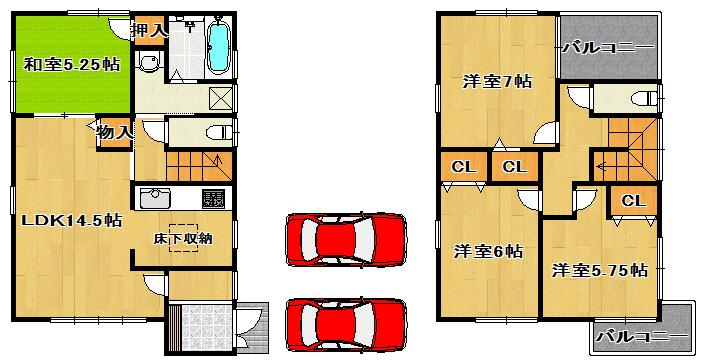 Floor plan. (No. 3 locations), Price 25,800,000 yen, 4LDK, Land area 103.27 sq m , Building area 91.52 sq m