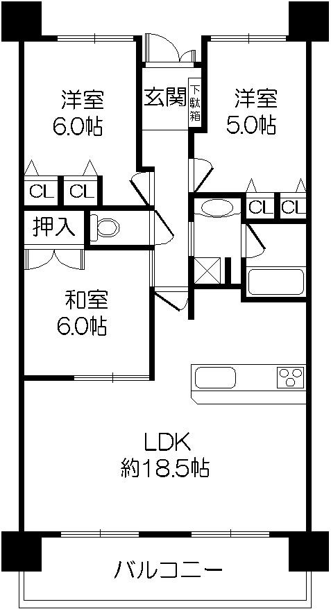Floor plan. 3LDK, Price 22,800,000 yen, Occupied area 73.56 sq m , Is a floor plan of the balcony area 19.14 sq m 3LDK