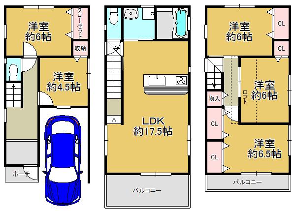 Floor plan. 28.8 million yen, 5LDK, Land area 60.7 sq m , Spacious living space in the building area 113.85 sq m whole room with storage space