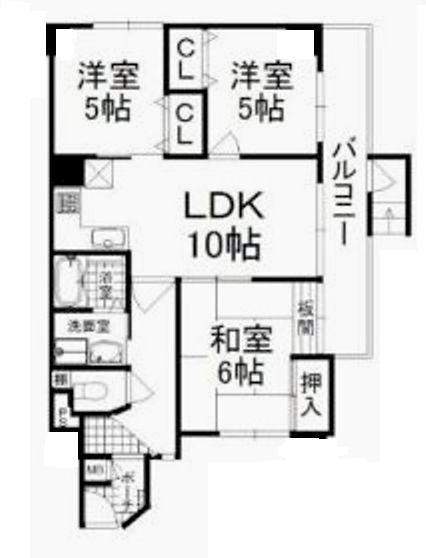 Floor plan. 3LDK, Price 11.9 million yen, Footprint 59.7 sq m , Balcony area 15 sq m southeast angle room