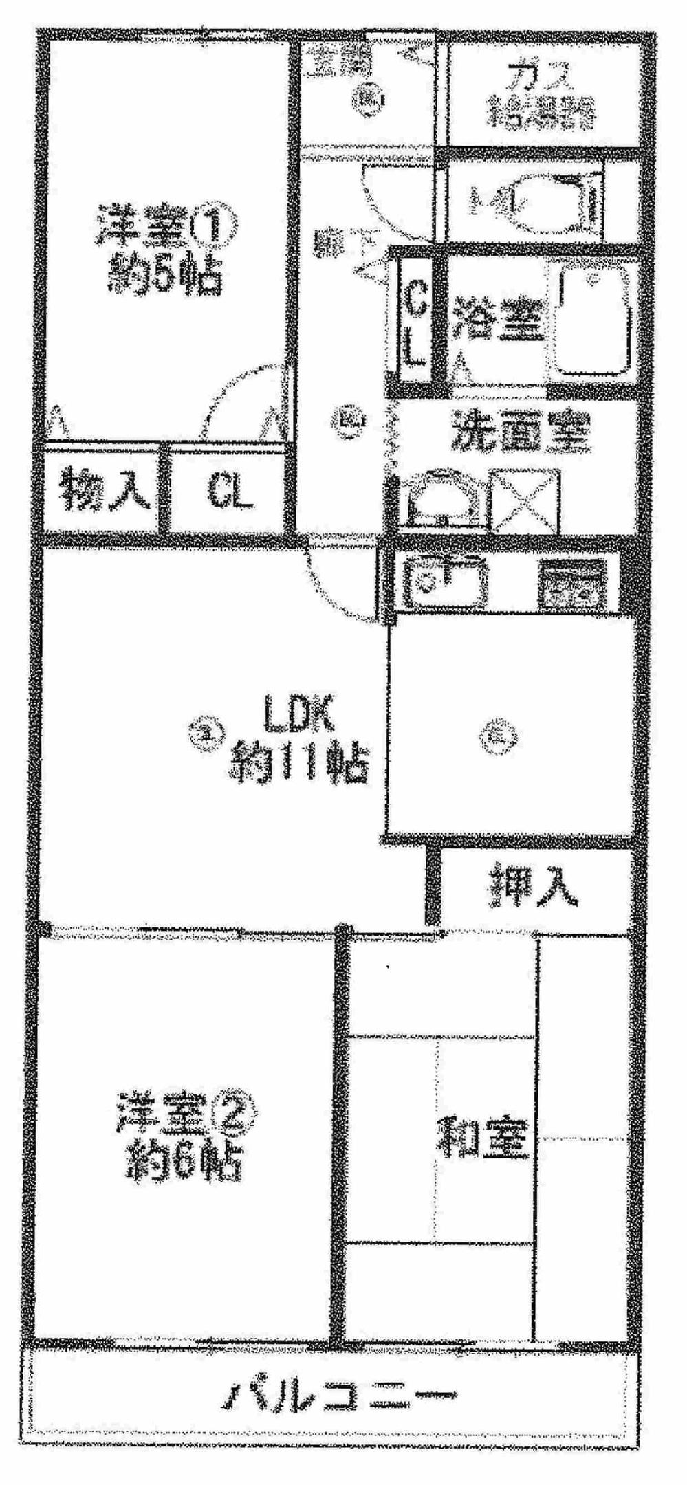 Floor plan. 3LDK, Price 10.8 million yen, Footprint 64.4 sq m , Balcony area 6.72 sq m   ☆ Room renovated ・ It is immediately Available