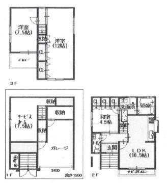 Floor plan. 11.5 million yen, 3LDK, Land area 63.42 sq m , Building area 96.7 sq m 3SLDK + is a floor plan of the garage