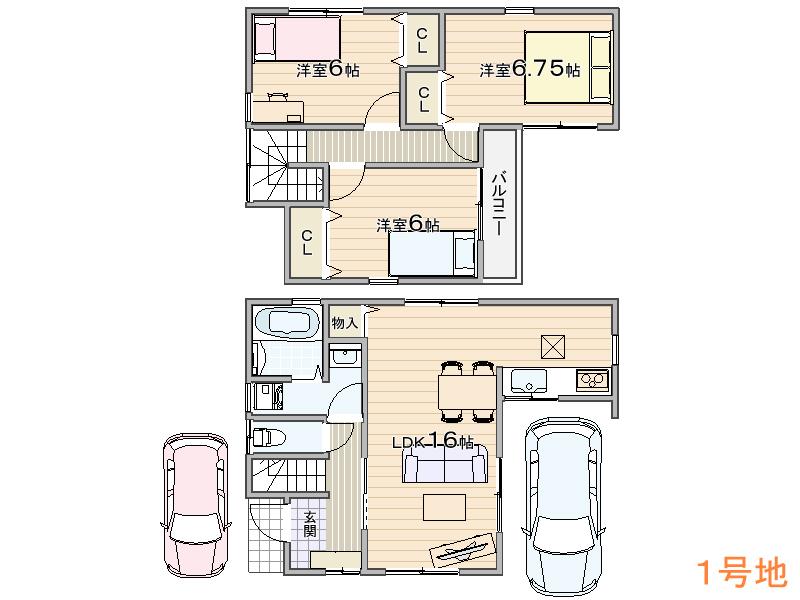 Floor plan. (No. 1 point), Price 23,300,000 yen, 3LDK, Land area 89.26 sq m , Building area 82.21 sq m