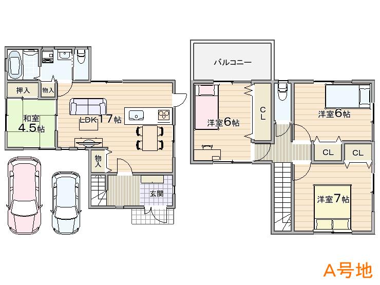 Floor plan. (A No. land), Price 27,800,000 yen, 4LDK, Land area 148.24 sq m , Building area 98 sq m