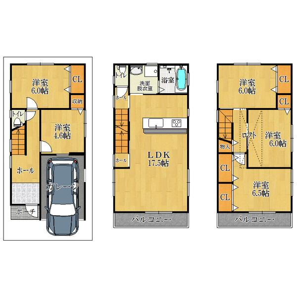 Floor plan. 28.8 million yen, 5LDK, Land area 60.7 sq m , Building area 113.85 sq m