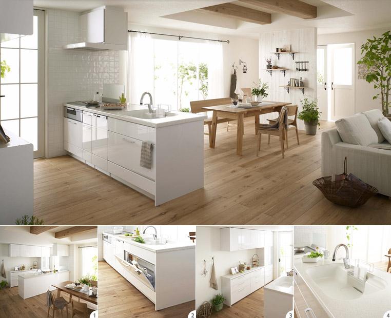 Kitchen.  ☆ Our specification ☆ Dining followed from counter kitchen is warm and full of light, Gathering nature and family. Dish washing and drying machine drawer type.