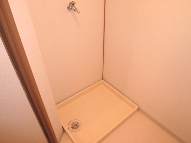 Washroom. There is a washing machine inside the room. 