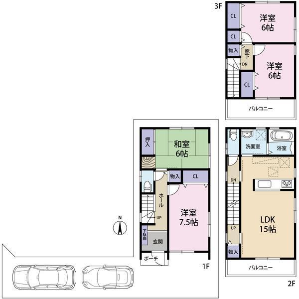 Floor plan. 24,900,000 yen, 4LDK, Land area 90.33 sq m , Building area 103.27 sq m