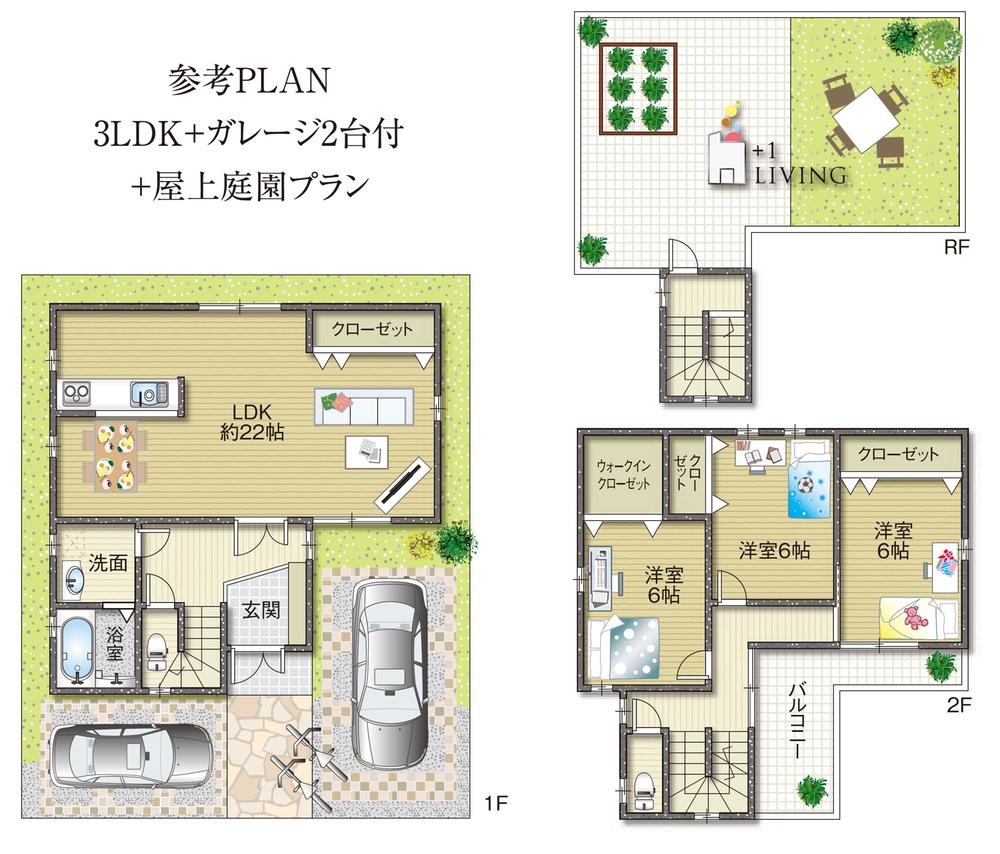 Other. Floor plan example ☆ Add a tatami space added to the 22 tatami living on the first floor. The second floor of 6 tatami room three rooms. Between the favorite acquisition you will find.