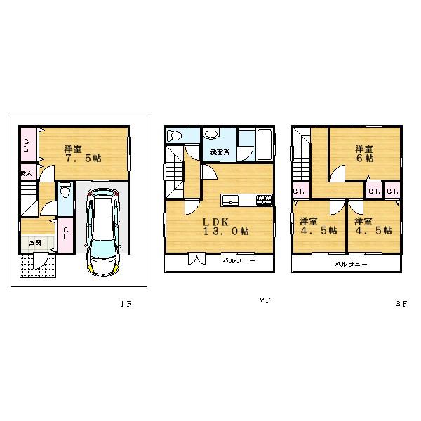 Floor plan. 19,800,000 yen, 4LDK, Land area 58.59 sq m , Building area 92.34 sq m free design OK! Plan view (NO1)