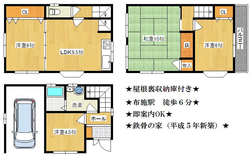 Floor plan. 19.5 million yen, 4LDK, Land area 47.43 sq m , Building area 95.25 sq m