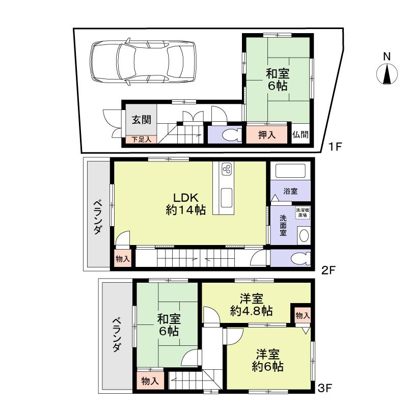 Floor plan. 18,800,000 yen, 4LDK, Land area 57.36 sq m , Building area 87.91 sq m