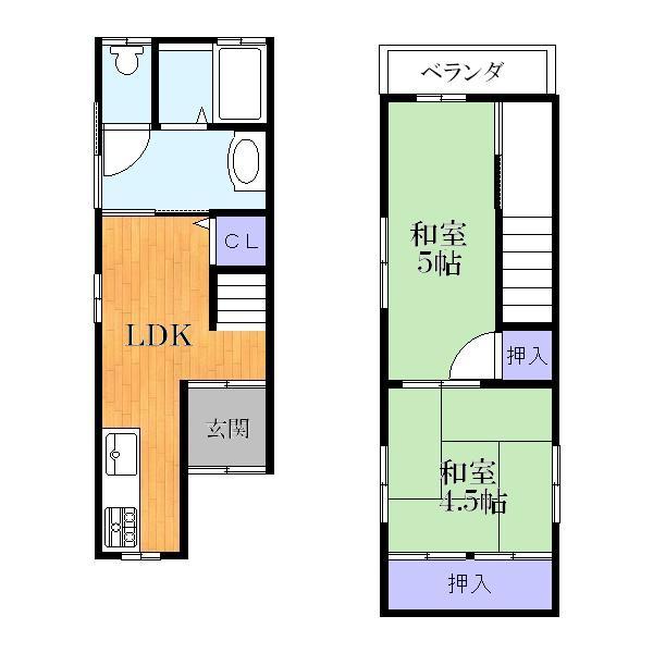 Floor plan. 8.8 million yen, 2LDK, Land area 39.26 sq m , Building area 46.83 sq m