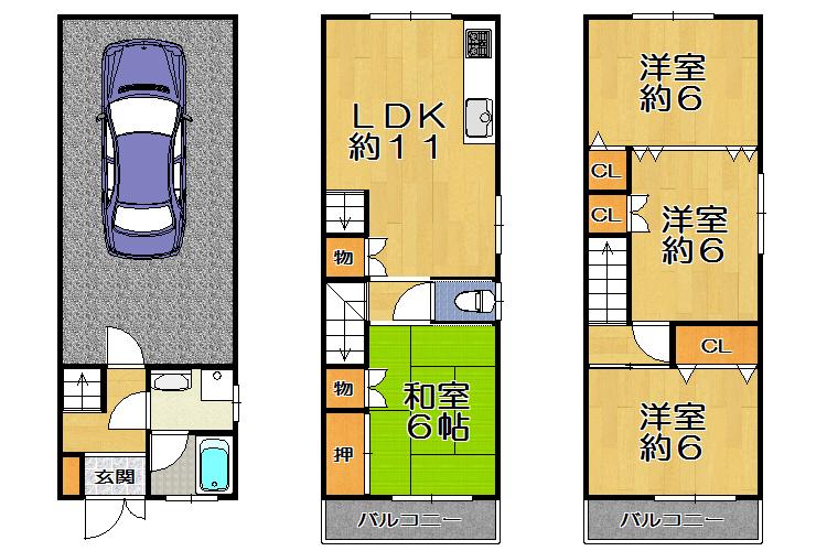 Floor plan. 12.8 million yen, 4LDK, Land area 50.23 sq m , Building area 105.42 sq m