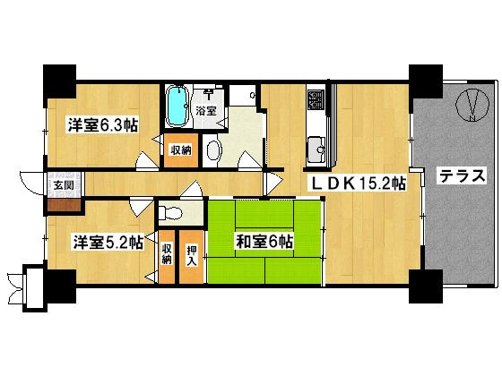 Floor plan. 3LDK, Price 12 million yen, Occupied area 71.82 sq m