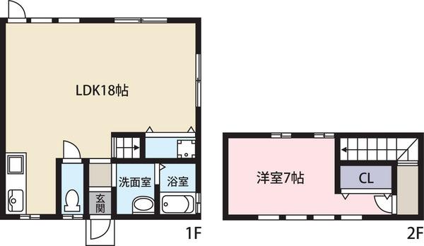 Floor plan. 11.5 million yen, 1LDK, Land area 83.46 sq m , Building area 56.49 sq m