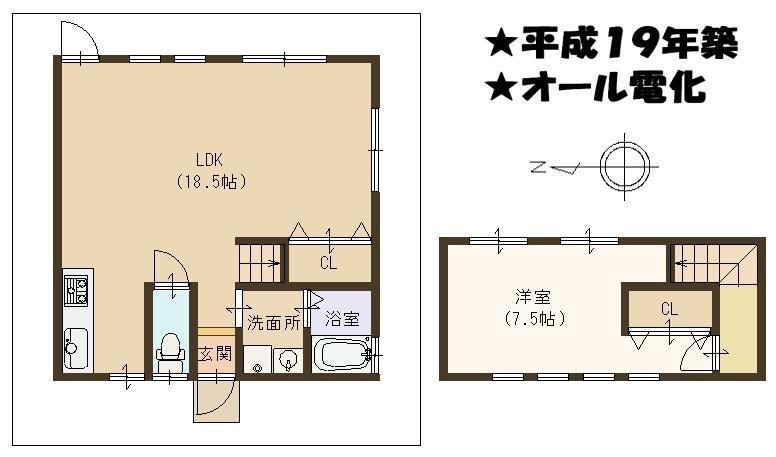 Floor plan. 11.5 million yen, 1LDK, Land area 83.46 sq m , Building area 56.49 sq m floor plan