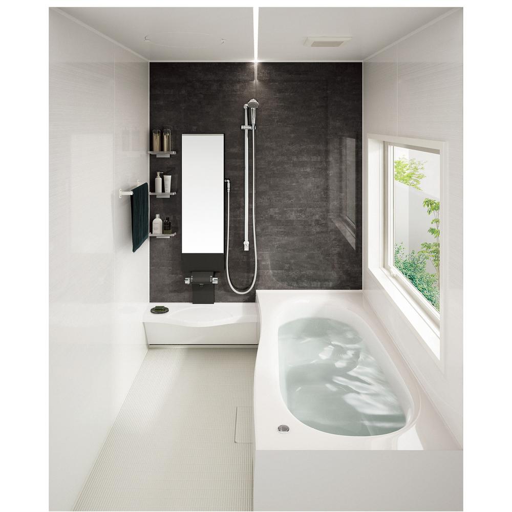 Bathroom. Example of construction Tub is also entered along with the children there is a clear. Bright bathroom.