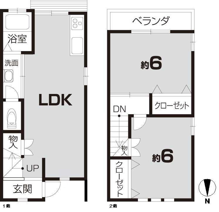 Floor plan. 8.8 million yen, 2LDK, Land area 44.65 sq m , Building area 44.95 sq m