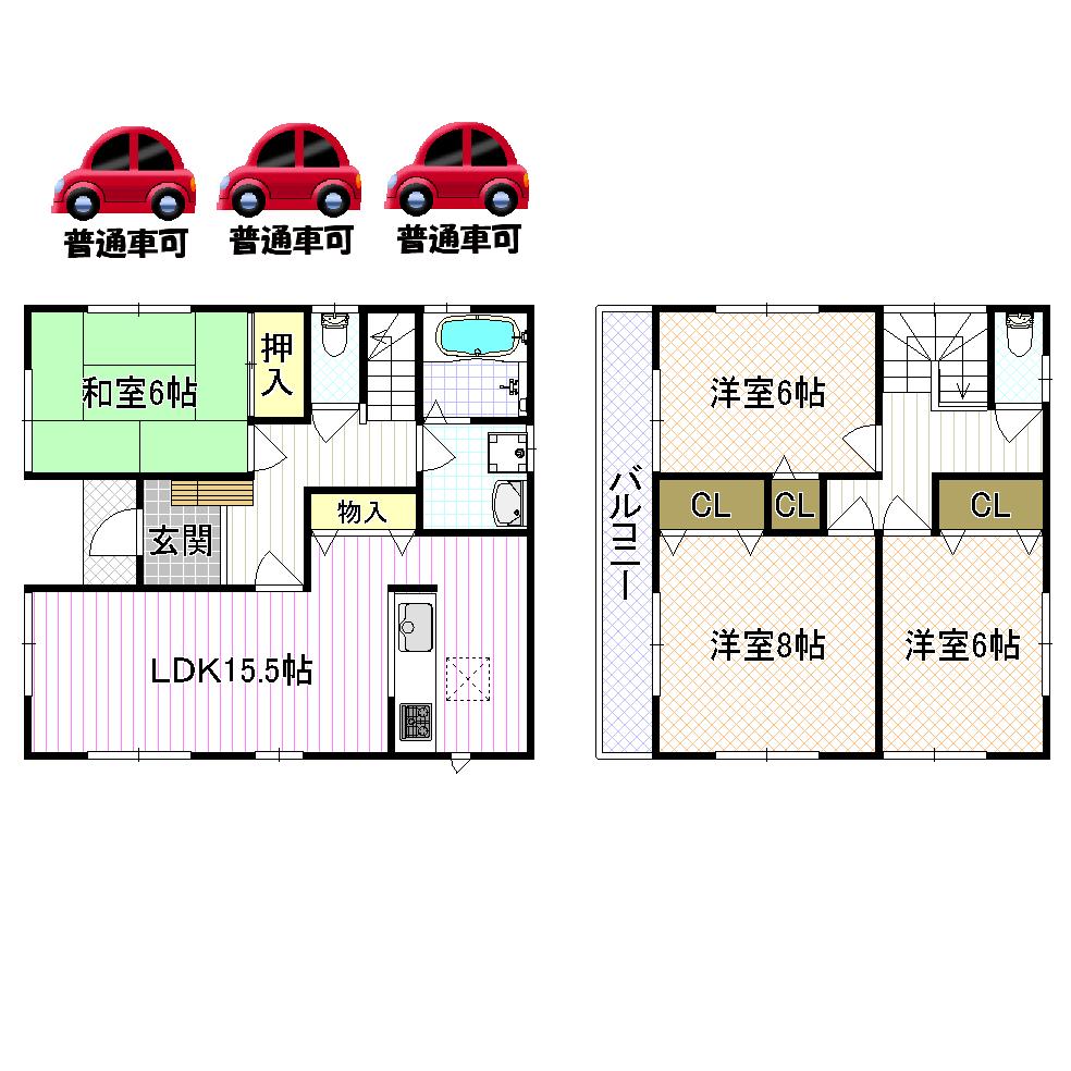 Floor plan. (No. 2 locations), Price 33,800,000 yen, 4LDK, Land area 142.96 sq m , Building area 102.68 sq m