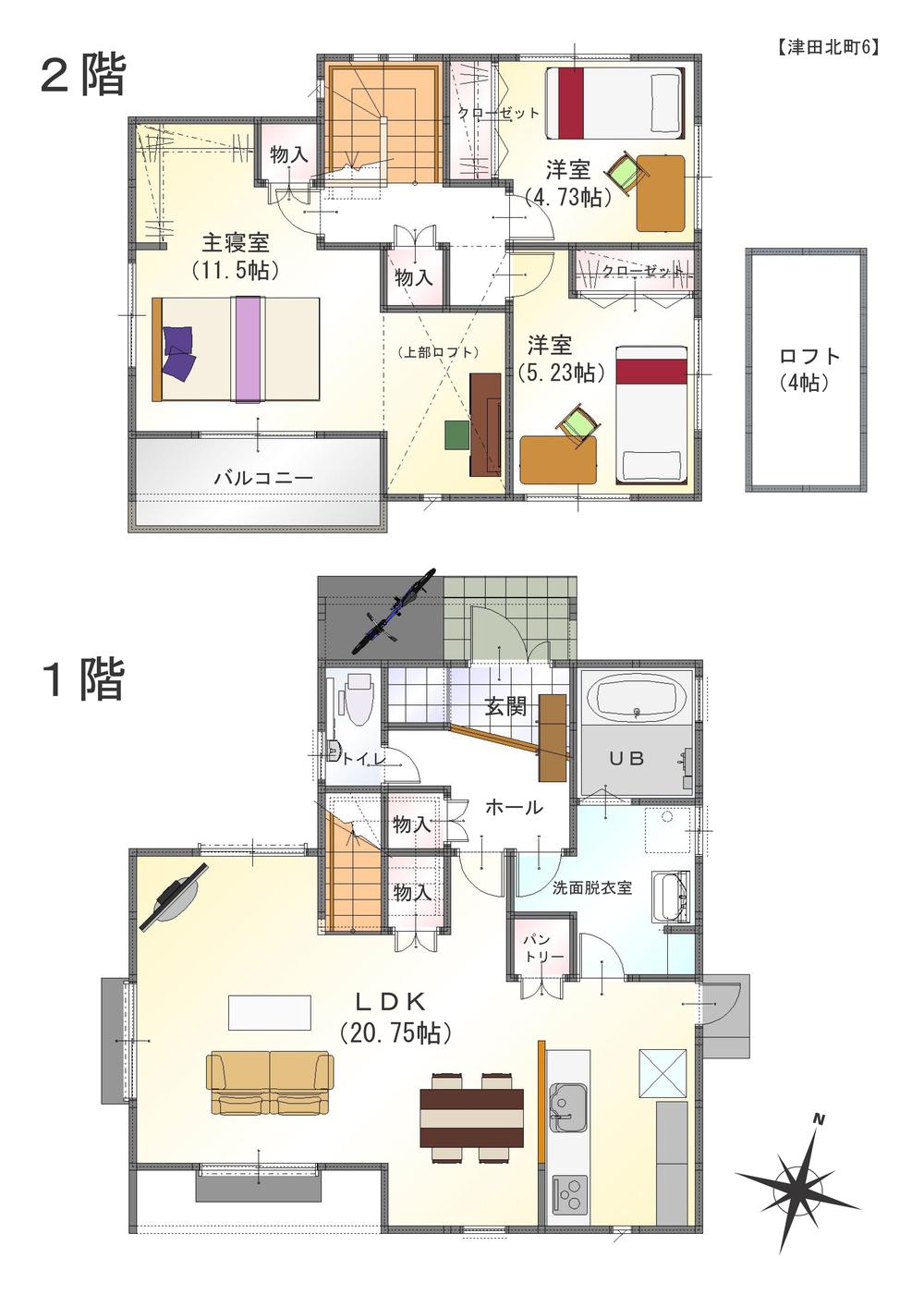 Floor plan. (No. 6 locations), Price 35,144,000 yen, 3LDK, Land area 162.19 sq m , Building area 102.68 sq m
