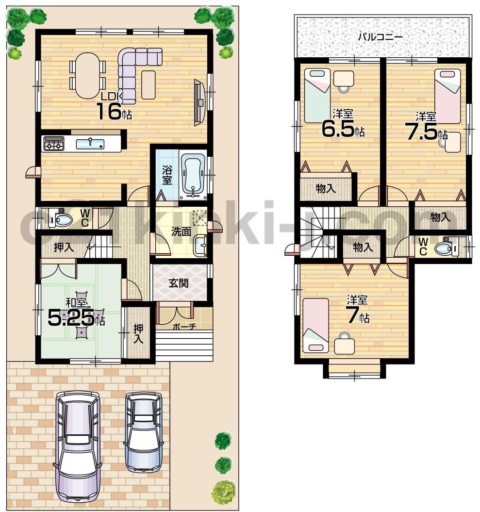 Floor plan. (No. 2 locations), Price 29,800,000 yen, 4LDK, Land area 129.28 sq m , Building area 100.19 sq m