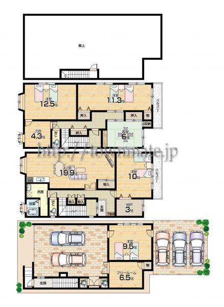 Floor plan. 34,800,000 yen, 5LDK, Land area 146.53 sq m , Building area 255.3 sq m Floor