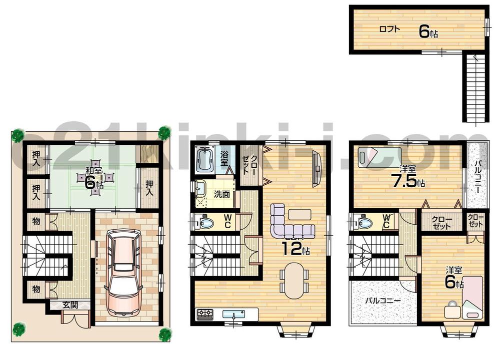 Floor plan. 13.5 million yen, 3LDK, Land area 50.01 sq m , Building area 103.41 sq m