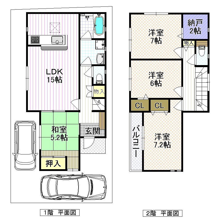Floor plan. (No. 2 locations), Price 27,900,000 yen, 4LDK, Land area 100.01 sq m , Building area 97.19 sq m