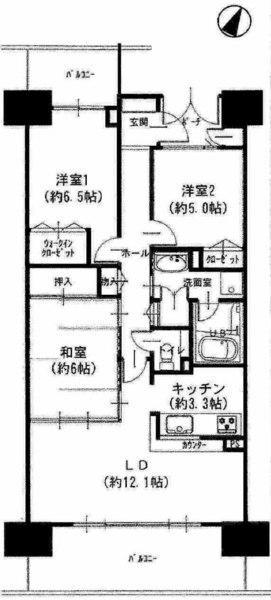 Floor plan. 3LDK, Price 16.8 million yen, Occupied area 75.08 sq m , Balcony area 17.45 sq m