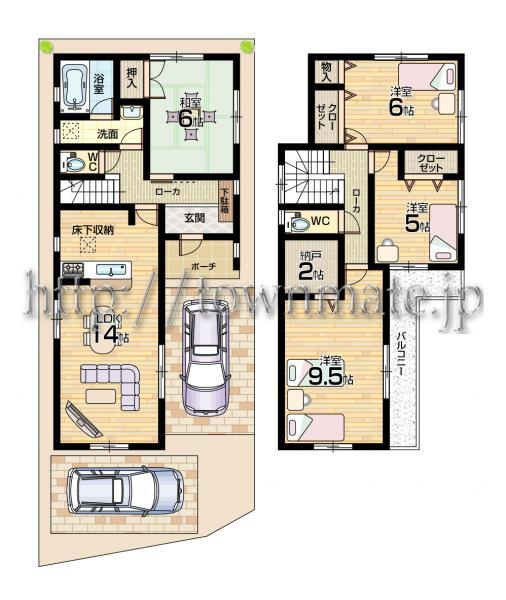 Floor plan. 25,800,000 yen, 4LDK, Land area 106.56 sq m , Building area 96.79 sq m 4 Building land area 106.56 square meters building area  96.79 square meters