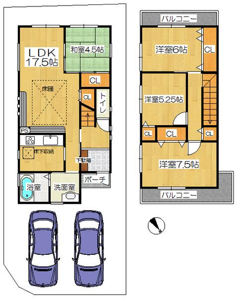 Floor plan. 27,800,000 yen, 4LDK, Land area 112.96 sq m , Building area 95.17 sq m