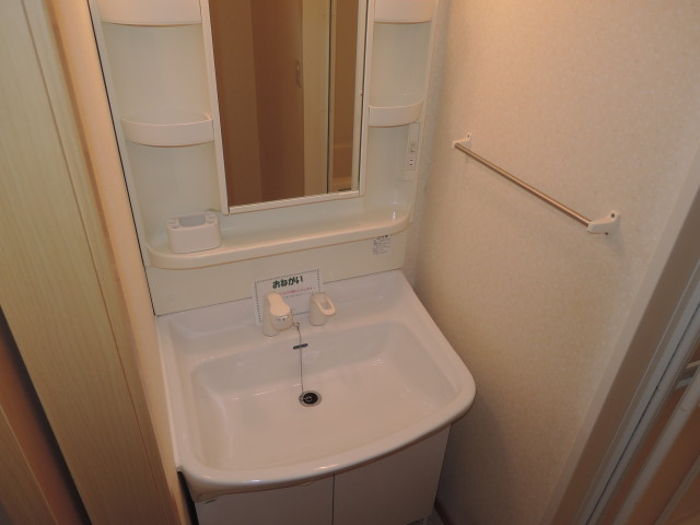 Washroom. Independent wash basin with a shower