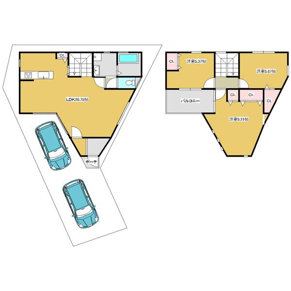 Floor plan. 31,861,000 yen, 3LDK, Land area 100.56 sq m , Building area 92.12 sq m