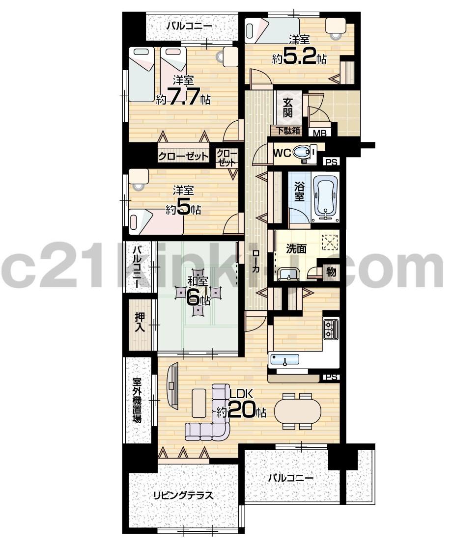 Floor plan. 4LDK + S (storeroom), Price 19,980,000 yen, Occupied area 95.18 sq m , Balcony area 9.69 sq m floor plan 4LDK! 2013 February renovated!